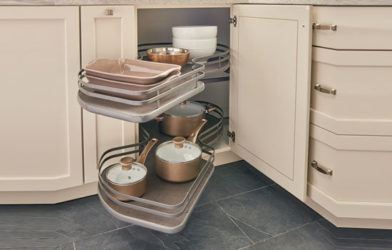 Left Swing Gray Manual Close Cloud Double Tier Blind Corner Organizer