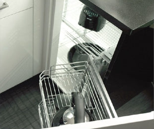 Wire Bottom Two-Tier Blind Corner Organizer with Soft-Open/Soft-Close - Chrome